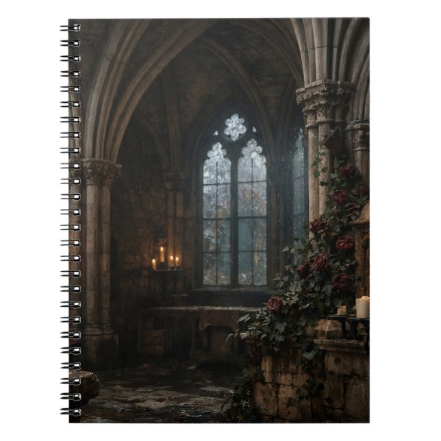 Cuaderno espiral de capilla embrujada con velas (Frente)