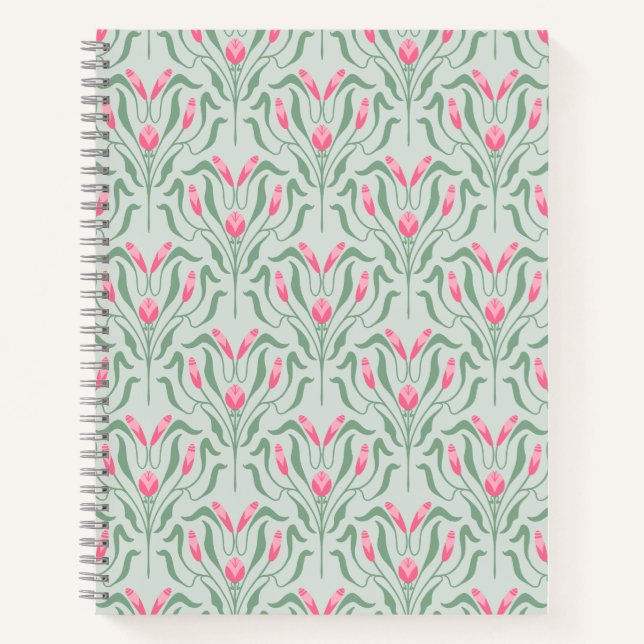 Cuaderno Espiral de Capullo Rosa Fluyente (Anverso)