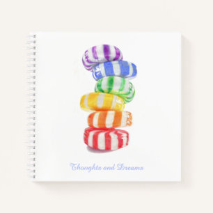 CUADERNO ESPIRAL DE CARAMELO ARCOÍRIS 8.5x8.5 + Te