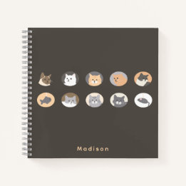 Cuaderno espiral de caras de gato personalizadas