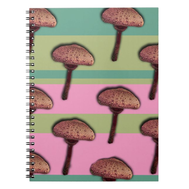 Cuaderno espiral de champiñones y rayas (Frente)