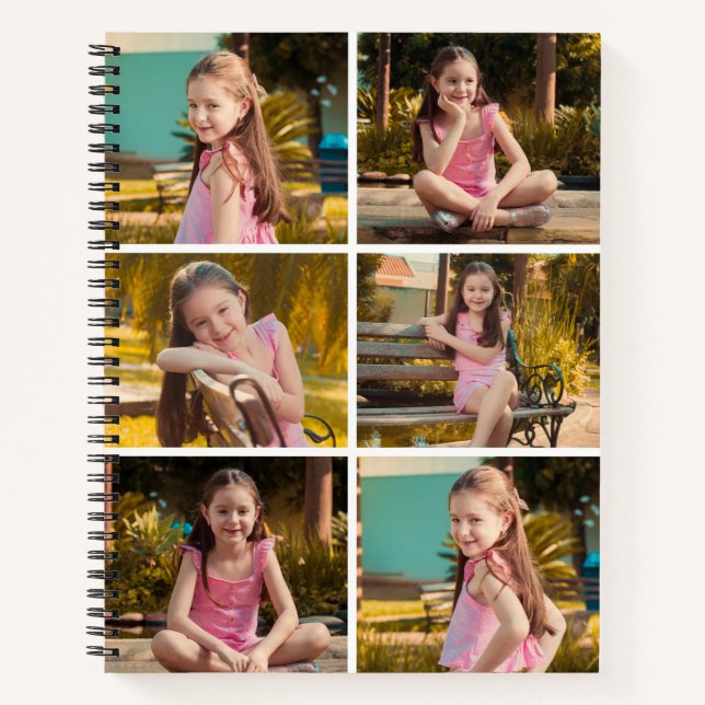 Cuaderno espiral de collage de 6 fotos personaliza (Anverso)