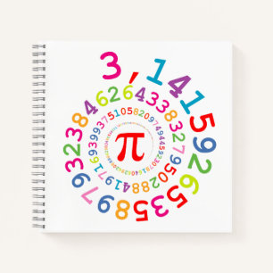 Cuaderno Espiral de colores originales de los dígitos Pi nú