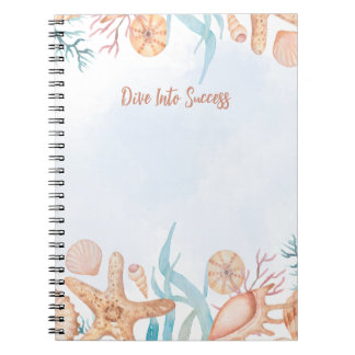 Cuaderno Espiral de concha marina del océano para sumergirs