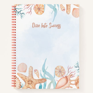 Cuaderno Espiral de concha marina del océano para sumergirs