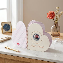 Cuaderno espiral de corazón de rosa celestial pers