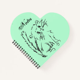 Cuaderno Espiral de Corazón Verde Personalizado Kitty