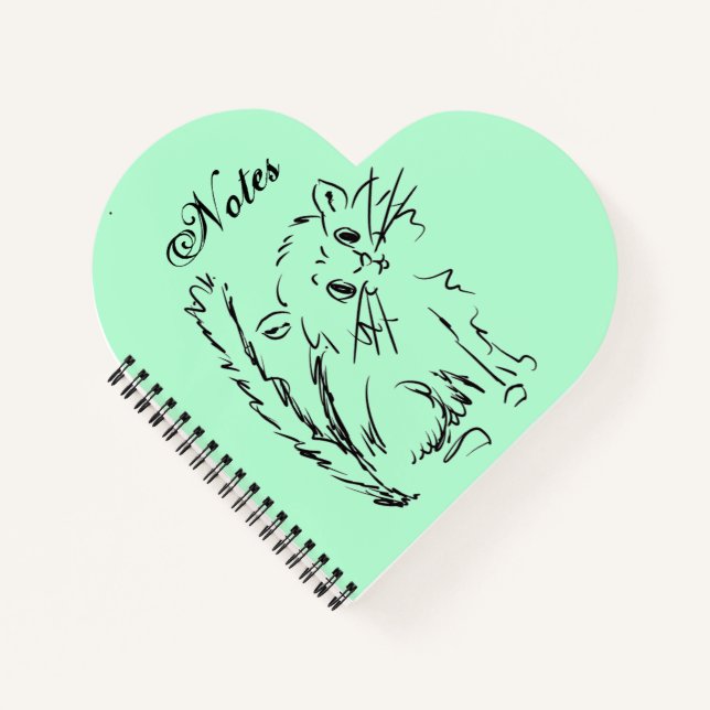 Cuaderno Espiral de Corazón Verde Personalizado Kitty (Anverso)