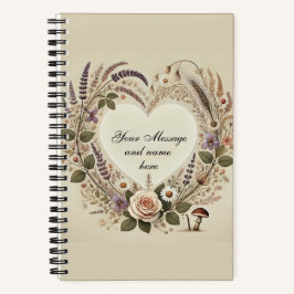 Cuaderno Espiral de Cottagecore "Corazón floral y hongos si