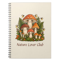 Cuaderno espiral de Cottagecore de hongos lindos