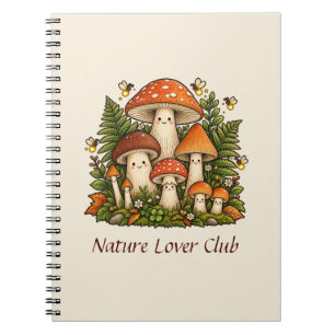 Cuaderno espiral de Cottagecore de hongos lindos