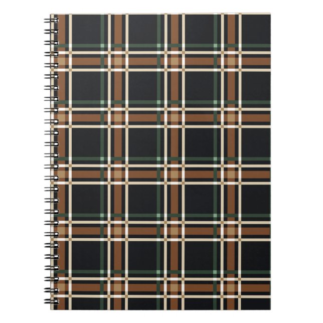 Cuaderno espiral de cuadros escoceses de Dark Acad (Frente)