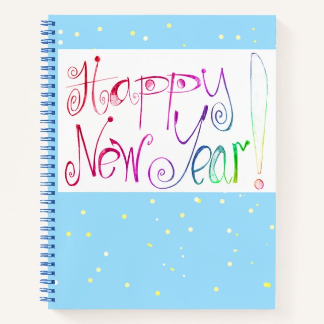 Cuaderno Espiral de dibujo del manual del Año Nuevo Feliz (Anverso)