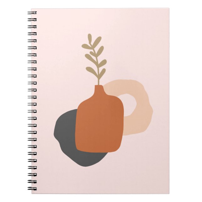 Cuaderno Espiral de diseño de arte delgado naranja y rosa (Frente)