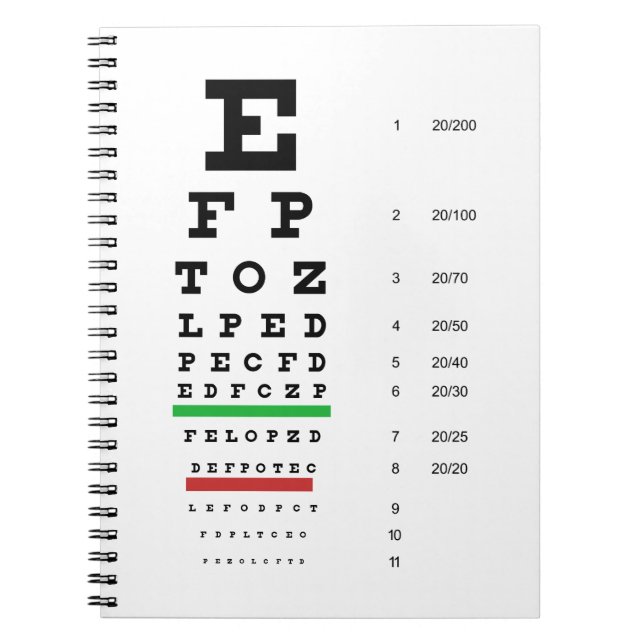 Cuaderno Espiral de diseño de optometría con temas de gráfi (Frente)