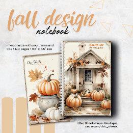 Cuaderno espiral de diseño de otoño personalizado