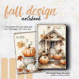 Cuaderno espiral de diseño de otoño personalizado