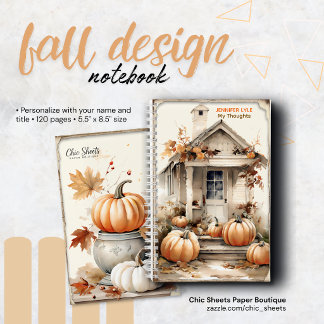 Cuaderno espiral de diseño de otoño personalizado