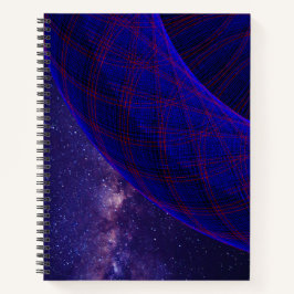 Cuaderno espiral de donas azules en el espacio ext