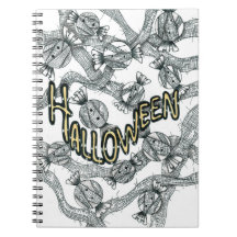 Cuaderno espiral de dulces y cintas de Halloween