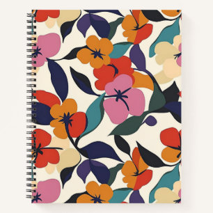 Cuaderno Espiral de estampado floral coloreada de abstracto