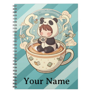 Cuaderno espiral de estudio de café Kawaii Panda