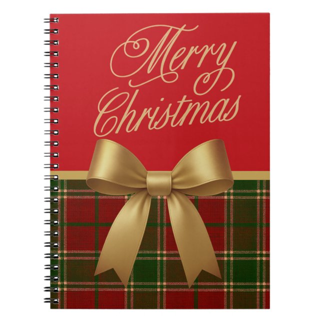 Cuaderno espiral de Feliz Navidad a cuadros (Frente)
