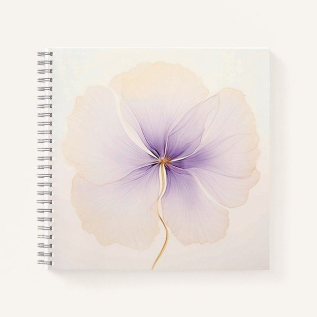Cuaderno Espiral de Flor de Acuarela Lavanda Minim (Anverso)