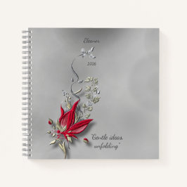 Cuaderno espiral de flor de mariposa carmesí