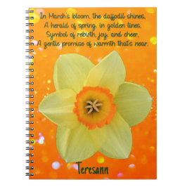 Cuaderno espiral de flor de nacimiento de narciso 