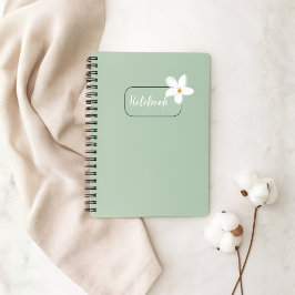 Cuaderno espiral de flor verde personalizado