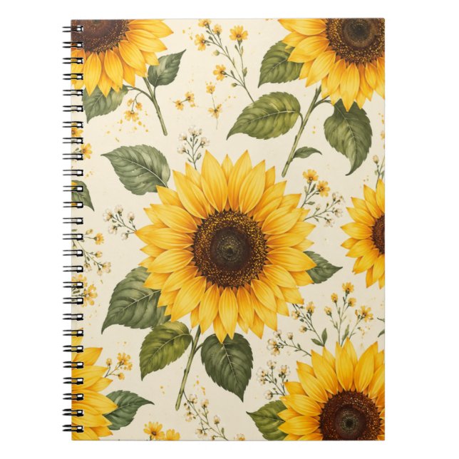 Cuaderno espiral de flores de girasol (Frente)