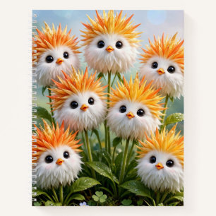 Cuaderno Espiral de Flores de Jardín de Pollito de