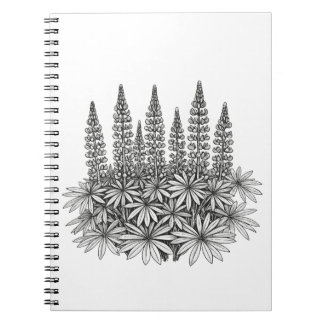 Cuaderno espiral de flores de lupino botánico