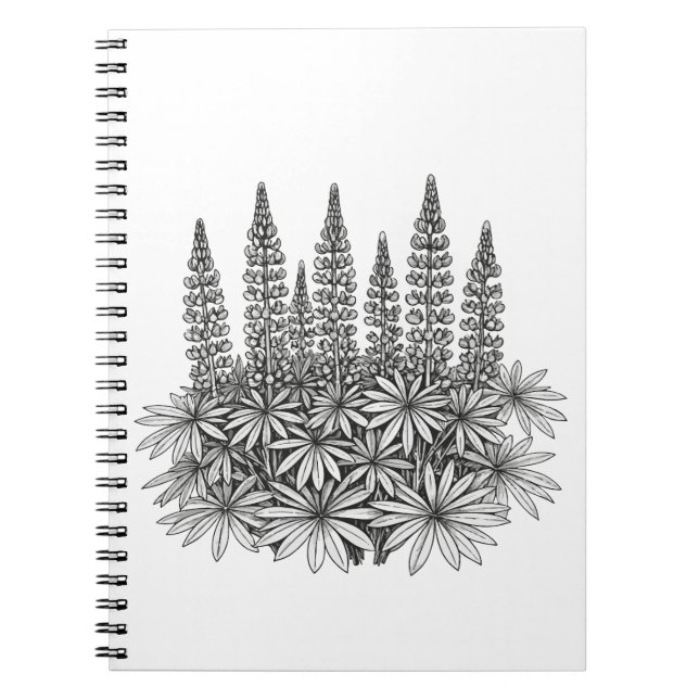 Cuaderno espiral de flores de lupino botánico (Frente)