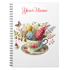 Cuaderno espiral de flores de primavera personaliz