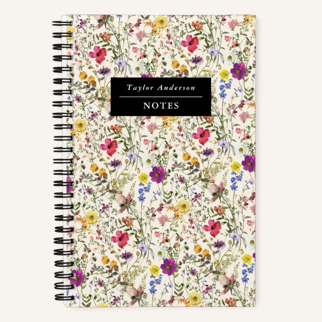 Cuaderno espiral de flores silvestres acuarela (Anverso)