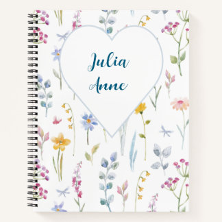Cuaderno espiral de flores silvestres de campo en