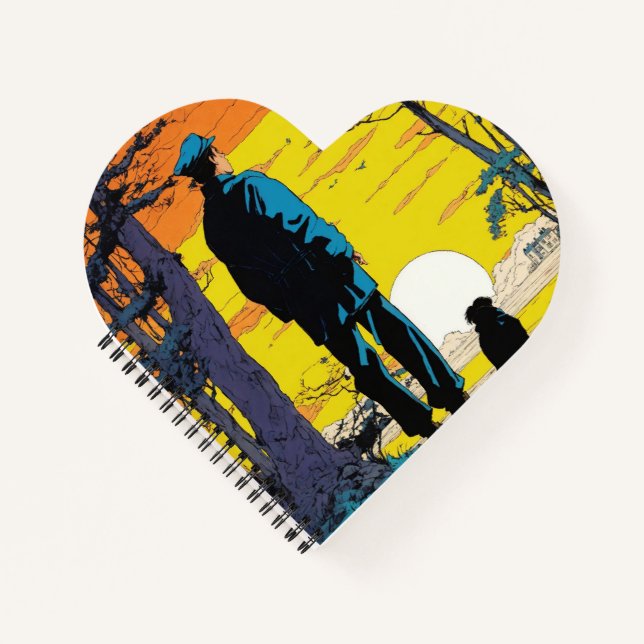 Cuaderno espiral de forma cardíaca solo del hombre (Anverso)