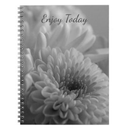 Cuaderno espiral de fotos florales en blanco y neg