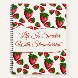 Cuaderno espiral de fresa dibujado a mano dulce co