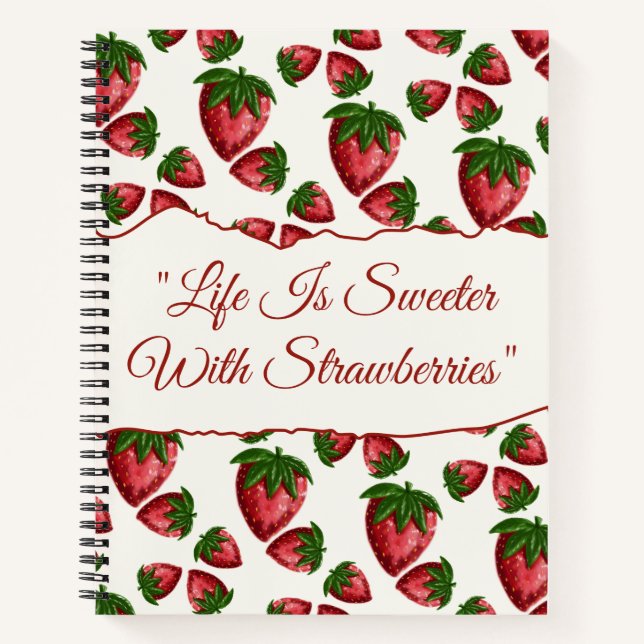 Cuaderno espiral de fresa dibujado a mano dulce co (Anverso)
