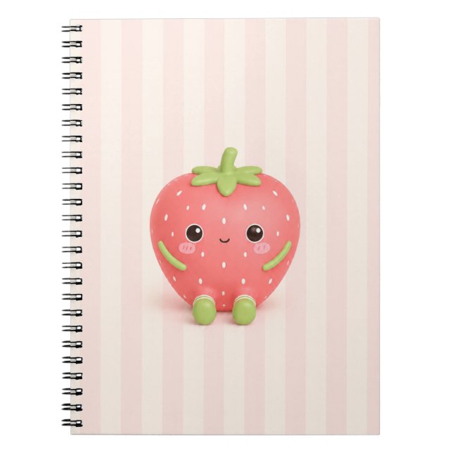 Cuaderno espiral de fresa kawaii lindo (Frente)