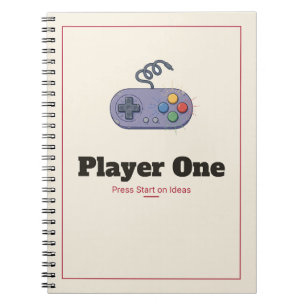 Cuaderno espiral de gamepad retro del jugador uno