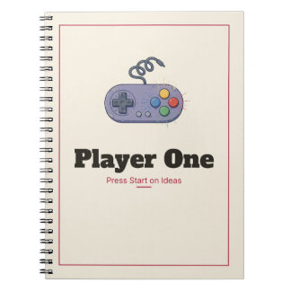 Cuaderno espiral de gamepad retro del jugador uno