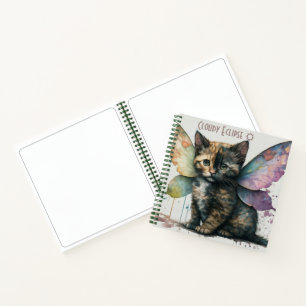 Cuaderno espiral de gatito caparazón de tortuga de