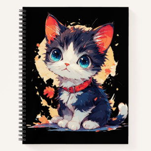 Cuaderno espiral de gato kawaii lindo para amantes