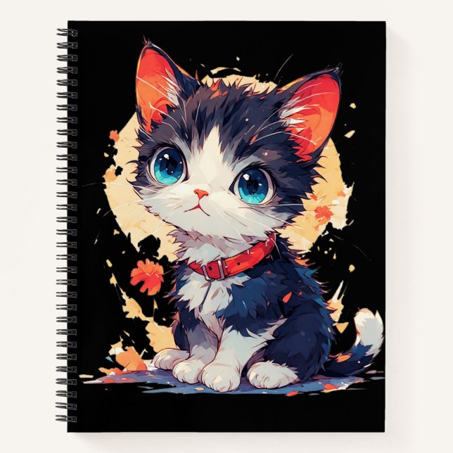 Cuaderno espiral de gato kawaii lindo para amantes (Anverso)