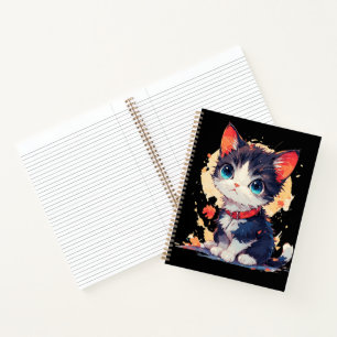 Cuaderno espiral de gato kawaii lindo para amantes