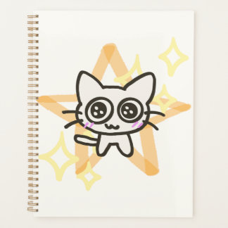 Cuaderno Espiral de Gatos Grandes Ojos y Estrellas